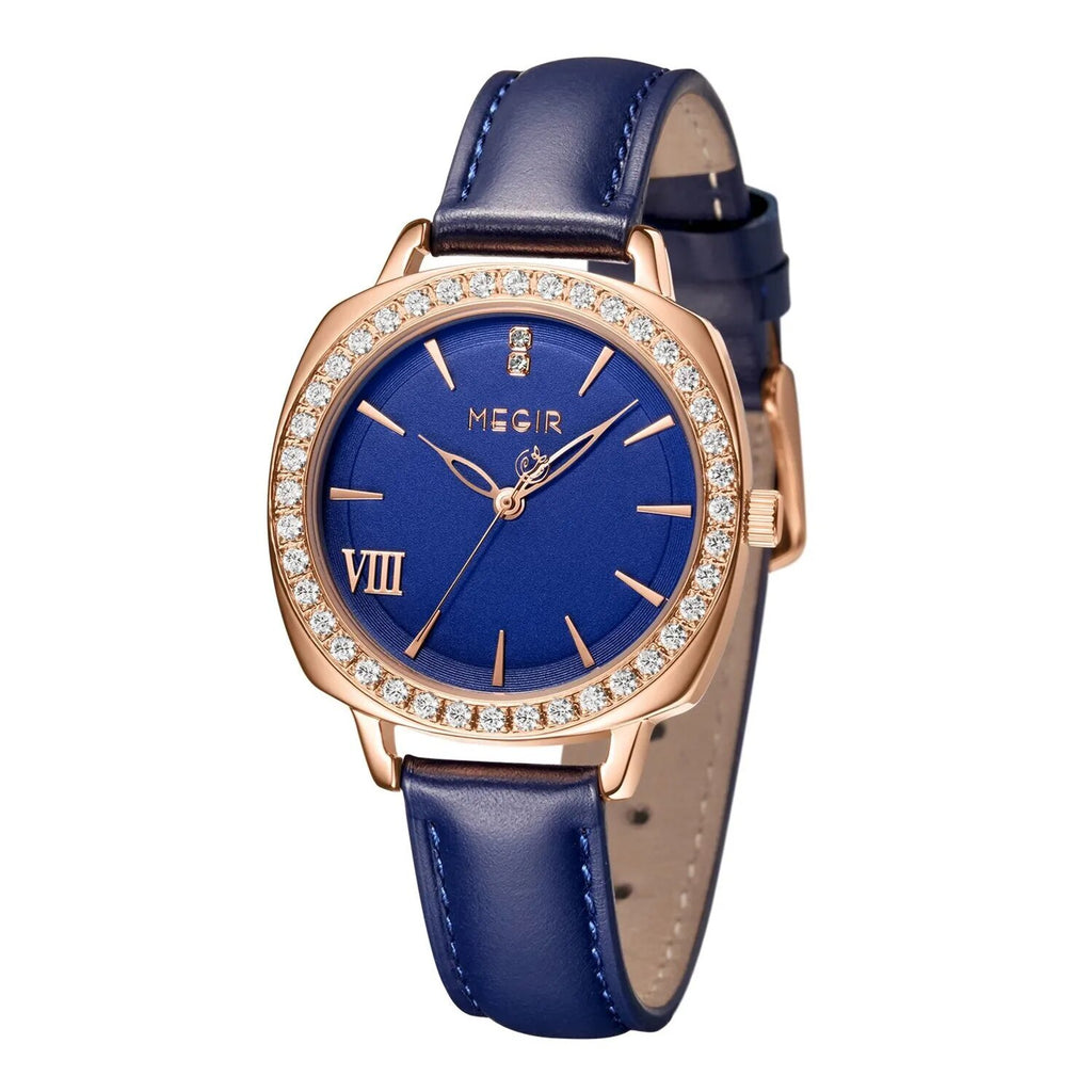 MEGIR Fashion Women Watch Luxury Diamond Leather Ladies Bracelet Watch Female Quartz Wristwatches Dress Clock Relogio Feminino 7029