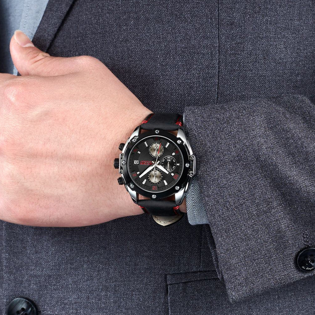 MEGIR Chronograph Men Business Watch Leather Strap Quartz Military Watch Clock Waterproof Date Clock Wristwatch Relogio Masculino 2074