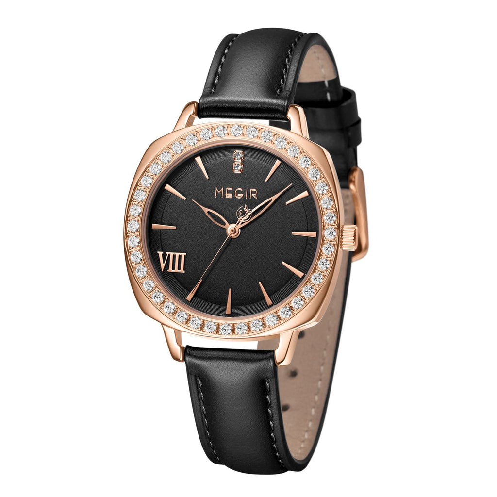 MEGIR Fashion Women Watch Luxury Diamond Leather Ladies Bracelet Watch Female Quartz Wristwatches Dress Clock Relogio Feminino 7029